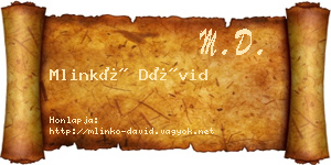 Mlinkó Dávid névjegykártya